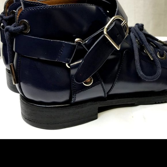 AUTHENTIC BALENCIAGA PARIS Balenciaga #326286 Blue Leather Men's Walker Boots 40 - Picture 1 of 9